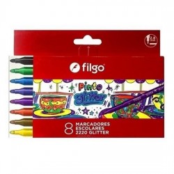 MARCADOR FILGO GLITTER X8