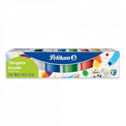 TEMPERA PELIKAN ESCOLAR POTE 20ML X 6 U + PINCEL + MEZCLADOR