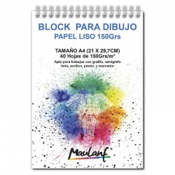 BLOCK PAPEL LISO PARA DIBUJO A4 MAULANF 150GR